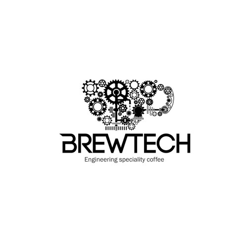 Coffee cup logo with the title 'Brewtech'