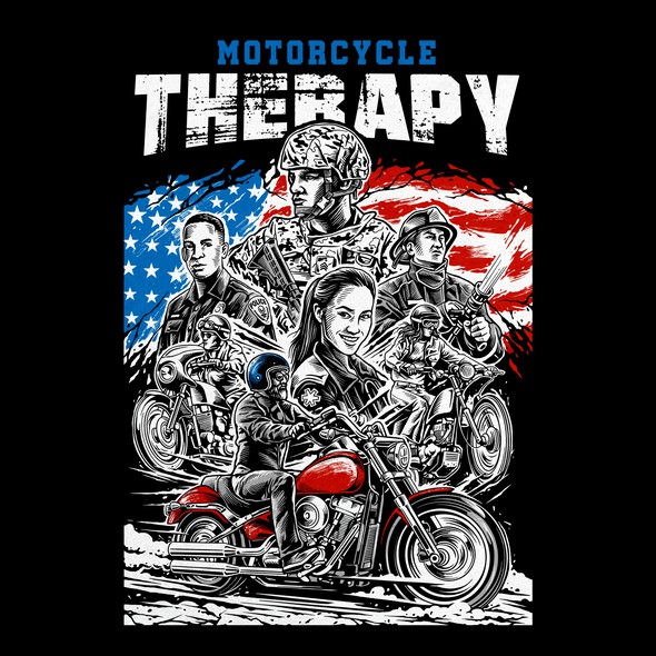 Motorcycle design with the title 'Design for Motorcycle Therapy'