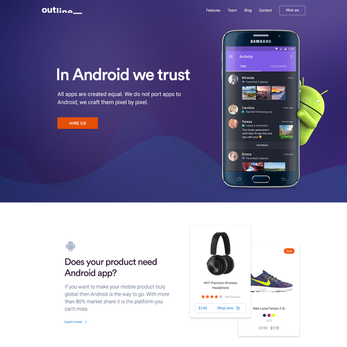 Android design with the title 'Development Agency Webdesign'