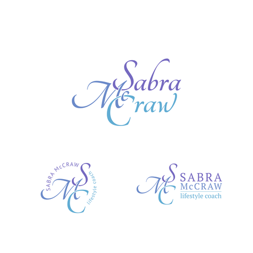 Blue and purple logo with the title 'Sabra McCraw'