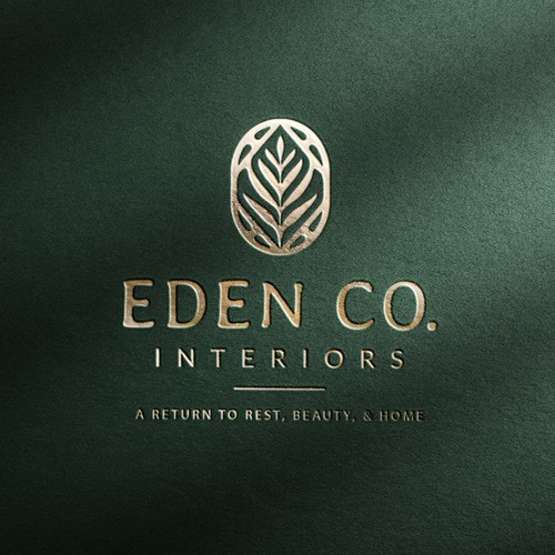 Earthy design with the title 'Elegant, feminine, vintage Interior Design Company Logo'