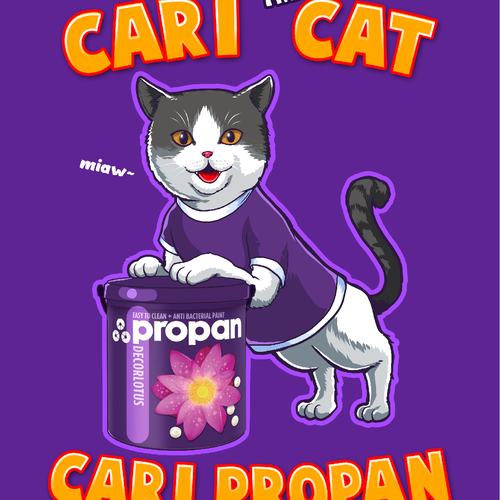 Cat t-shirt with the title 'Cat illustration for a paint brand'