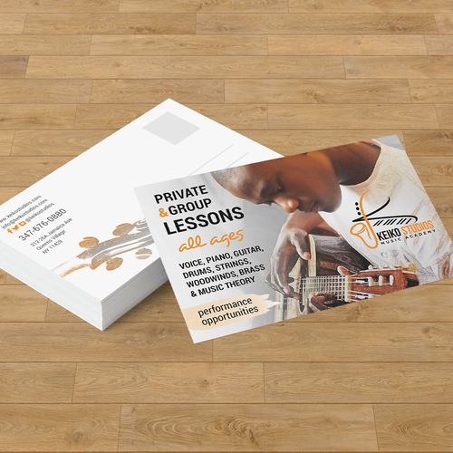 Performance design with the title 'Music Scool Postcard'