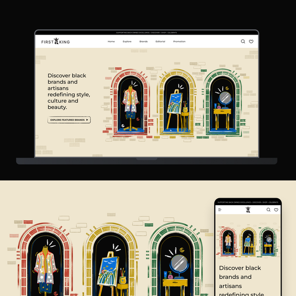 Clothing illustration with the title 'First & King'