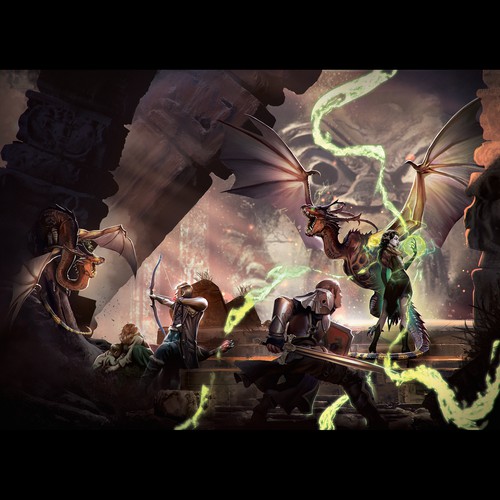 Temple design with the title 'High Fantasy - OWWW Book cover'