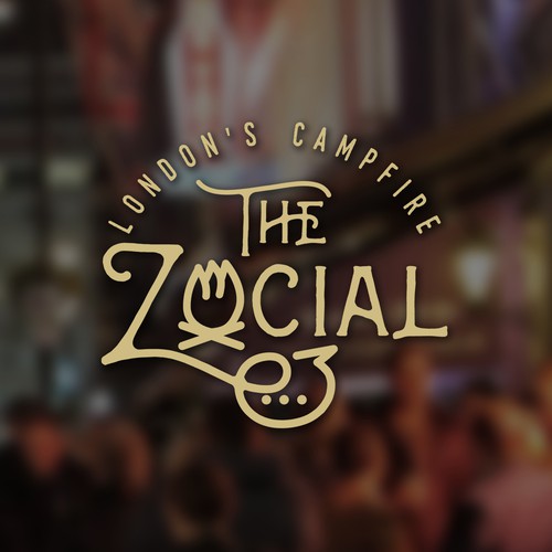 Fire pit logo with the title 'Logo Design Concept for a gathering place'