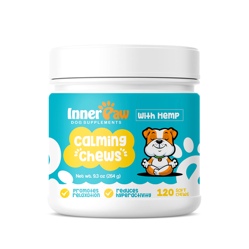 Mockup label with the title 'Dog Health Supplement Chews Label Designs'