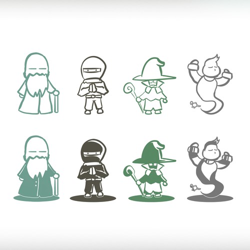 Wizard design with the title '4 Characters Design'