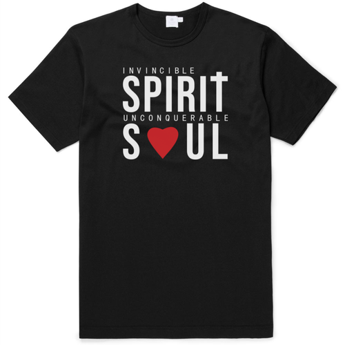 Religious t-shirt with the title 'INVINCIBLE SPIRIT UNCONQUERABLE SOUL'
