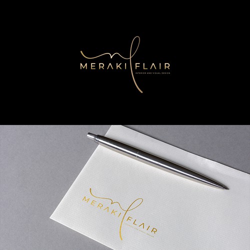 Interior design logo with the title 'Logo Design Meraki Flair'