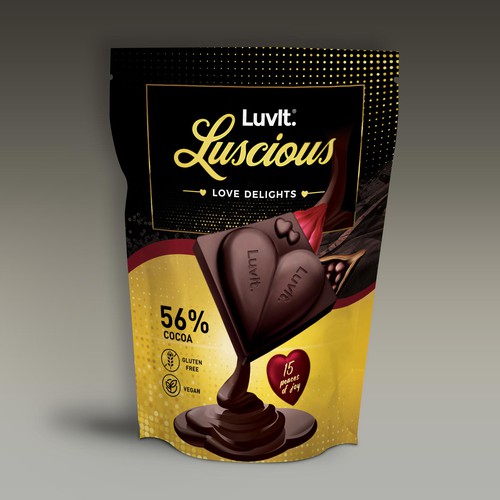 Chocolate label with the title 'Label design for a Premium Chocolate Homepack'
