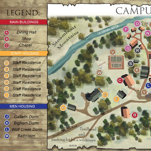 Religious artwork with the title 'Campus map update for small college campus in Montana wilderness'