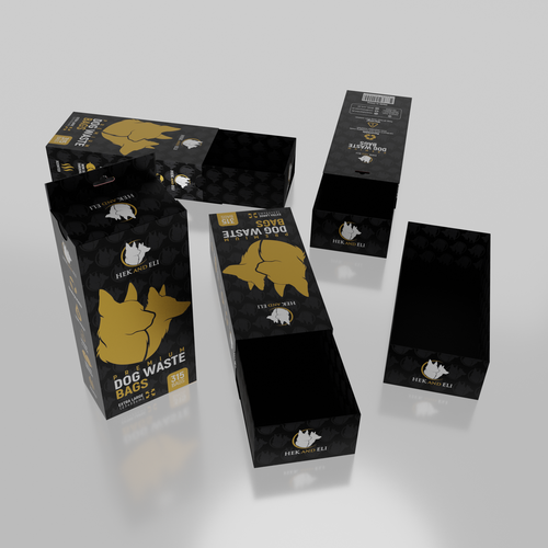 Aesthetic packaging with the title 'Erstelle eine Verpackung für Hundekotbeutel'