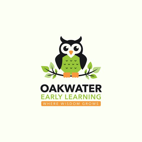 Preschool logo with the title 'Oakwater Early Learning: Modern Educational Logo & Branding'