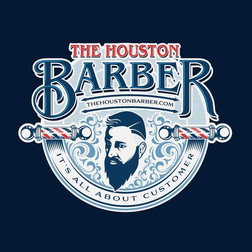 Straight-hair logo with the title 'Logo Concept for Houston Barber'