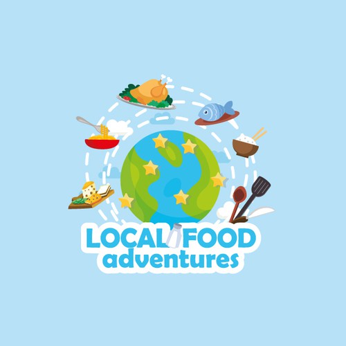Folded design with the title 'Logo concept for Local food adventures'