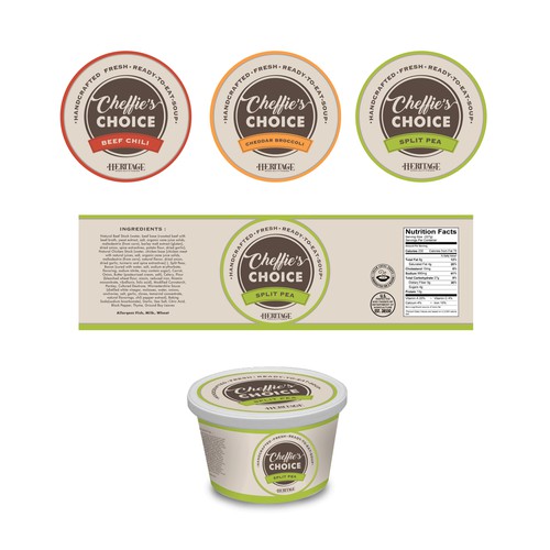 Heritage label with the title 'Packaging Label Design For Handcrafted Heritage Ready-to-eat-Soup'