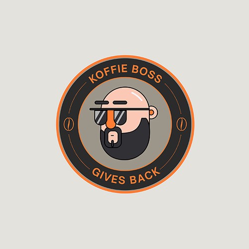 Orange and black logo with the title 'Coffee Boss Gives Back'