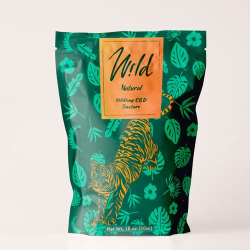 Green artwork with the title 'Set of Tropical Animals for Product Packaging'