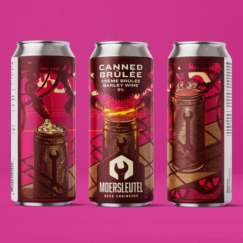 Cake design with the title 'Canned Brulee Beer Label'