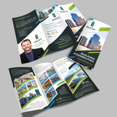 Tri-fold design with the title 'Batch Construction'