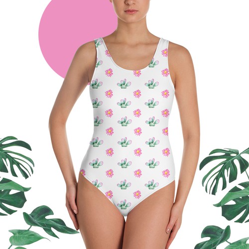 Cactus artwork with the title 'Swin suit design'