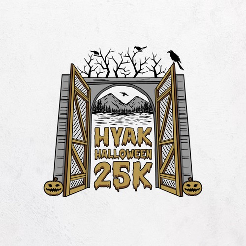 Halloween logo with the title 'T-shirt design for Hyak Halloween 25K'