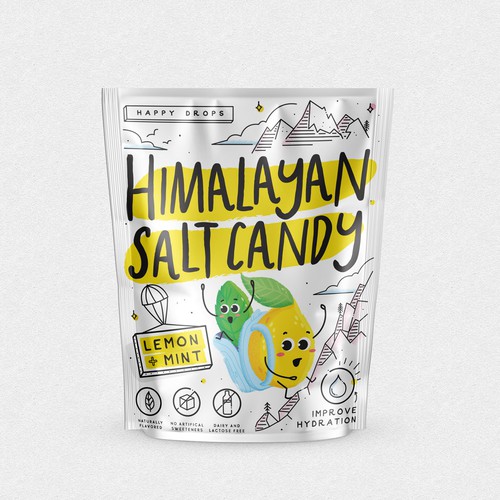 Illustration packaging with the title 'Himalayan Salt Candy'