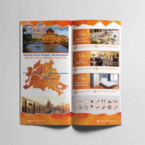 Geometric design with the title 'Hotels Brochure'