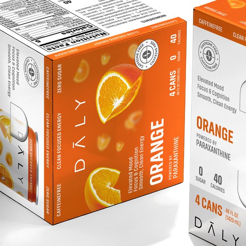 Energy drink packaging with the title '4 Pack Can Box Design'