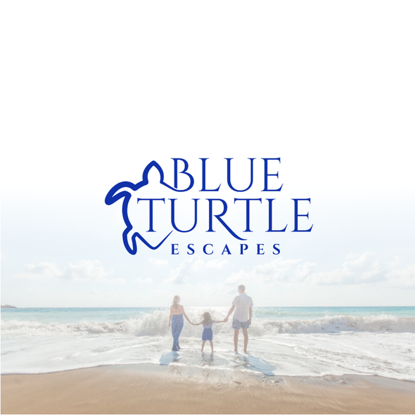 Turtle design with the title 'Blue Turtle Escapes'