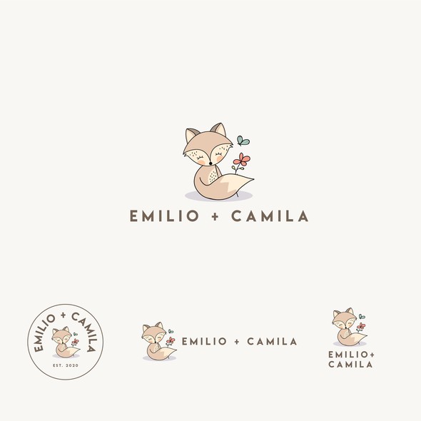 带有“Emilio + Camila”标题的婴儿标志