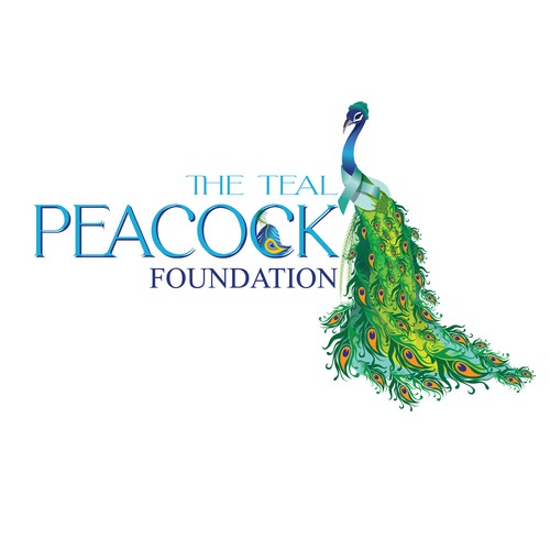 Peacock design with the title 'the teal peacock foundation'