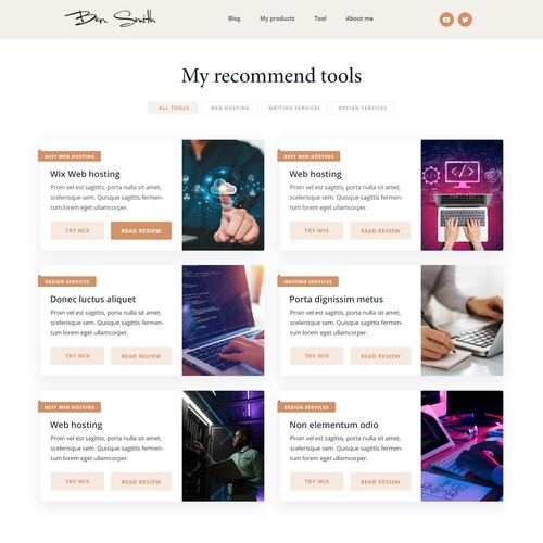 Blog website with the title 'Design my personal branded blog for online creators'