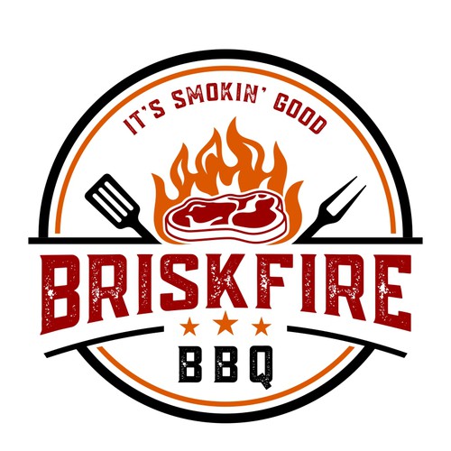 Steak logo with the title 'BriskFire BBQ Logo'