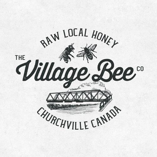 Bee design with the title 'Logo for Village Bee Honey Company'