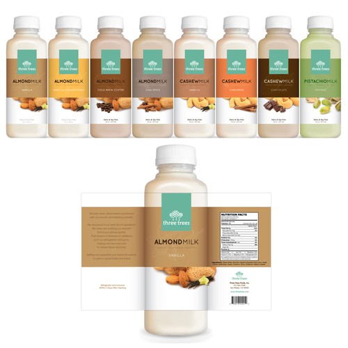 Milk label with the title 'Bottle Label Design for Three Trees '