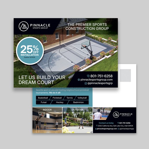 Tennis design with the title 'Postcard for sports construction'