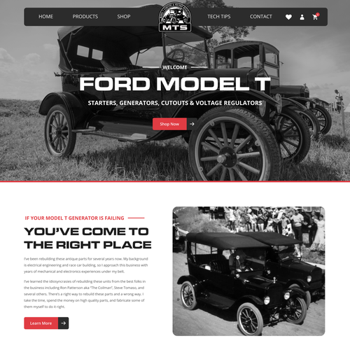Automotive website with the title 'Web Page Design Contest Winner'