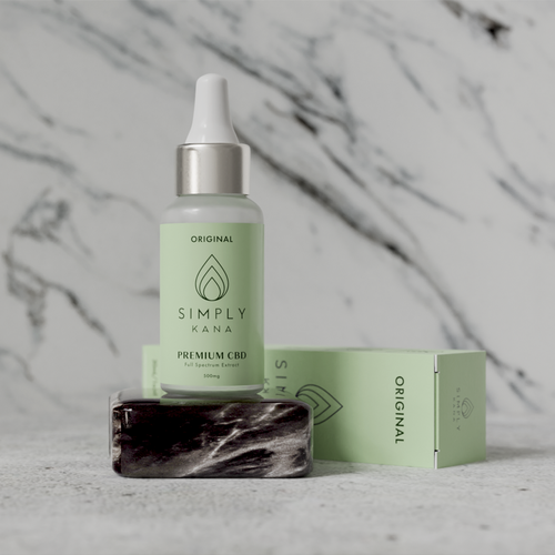 Oil packaging with the title 'A simple packaging design concept for premium CBD oil brand.'