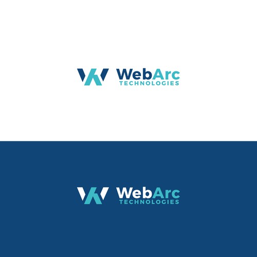 Aqua logo with the title 'Icon and lettering logo WebArc Technologies'