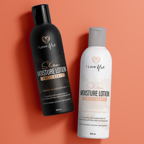 Black and white label with the title 'Moisture Lotion'