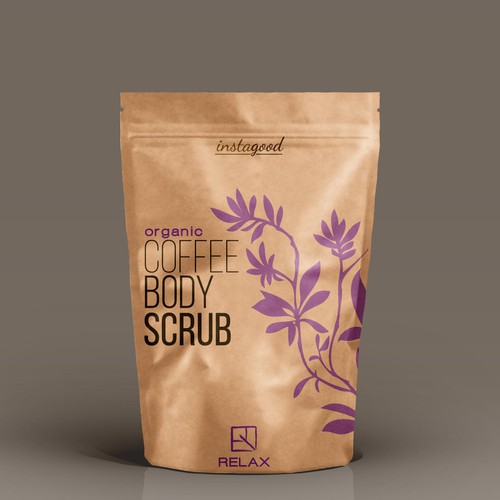 Purple packaging with the title 'Coffee Body Scrub'