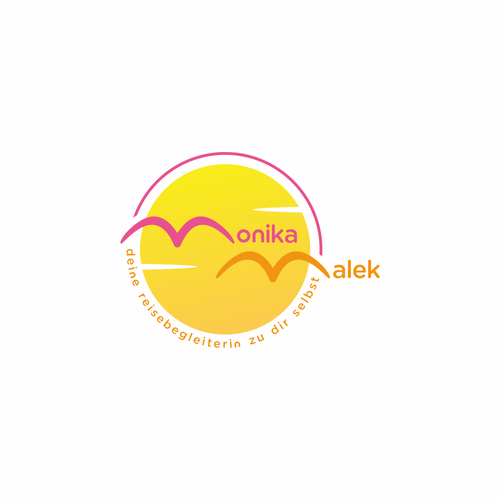 Pink and orange design with the title 'Monika Malek'