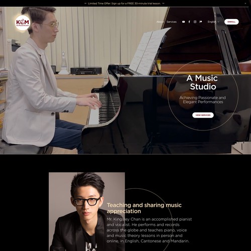 Performance design with the title 'Striking the Right Chord for Kingsley Chan Music'