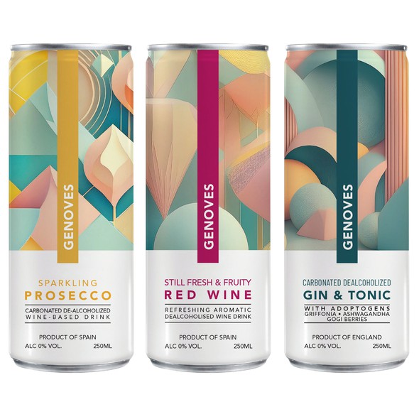 Packaging with the title 'Labels for wine drinks in a can'