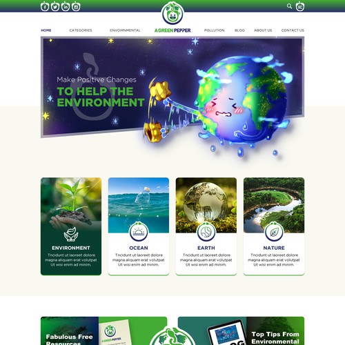HTML5 design with the title 'Green Blog needs a Quirky Wordpress Theme'