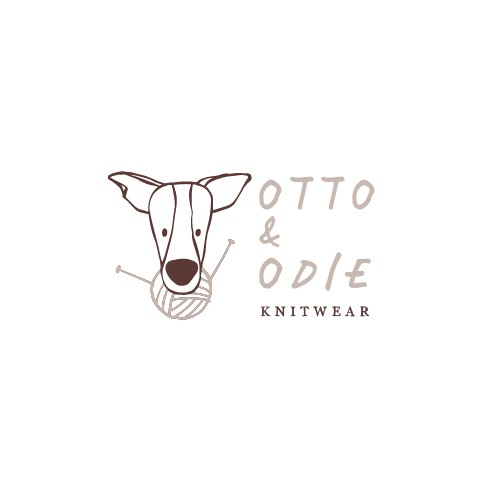 Knitting logo with the title 'Yarn dog'