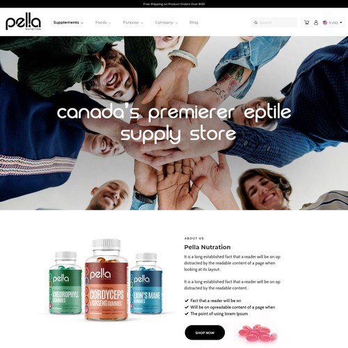 Organic website with the title 'pellanutrition'