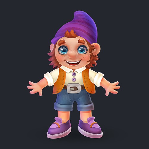 Gnome design with the title 'Young gnome character design'